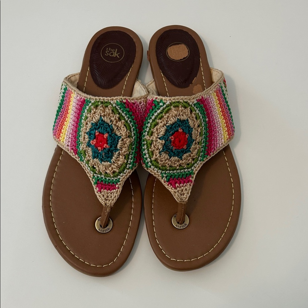 The Sak Women's Multicolor Crochet Toe-Post Sandals - Brown